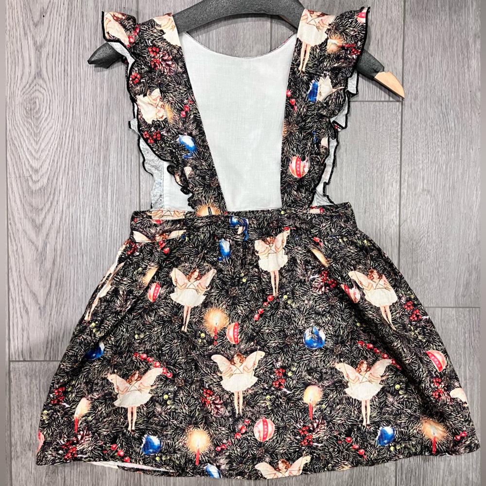 Kip & Co Flower Fairies Christmas Angel Heirloom Linen Pinafore Dress - Picture 3 of 13